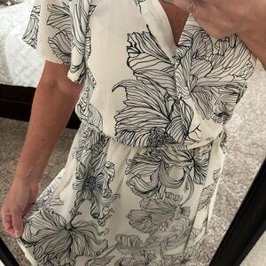 Lightweight Floral Cream & Black Dres